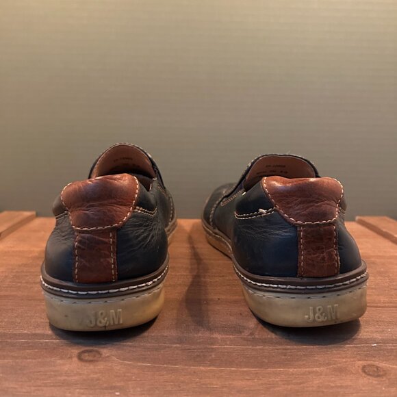 J&M Mens Black Leather Slip On Loafers Size 9M - Picture 4 of 8